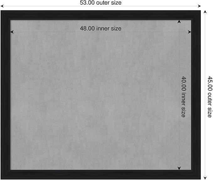 Amanti Art Black Framed Magnetic Board 45x53 Oversize Vision Board for use with Magnets, 100% Metal Sheet to Display Items as Office Decor or for Home Organization in mudroom, Kitchen or Kids Room