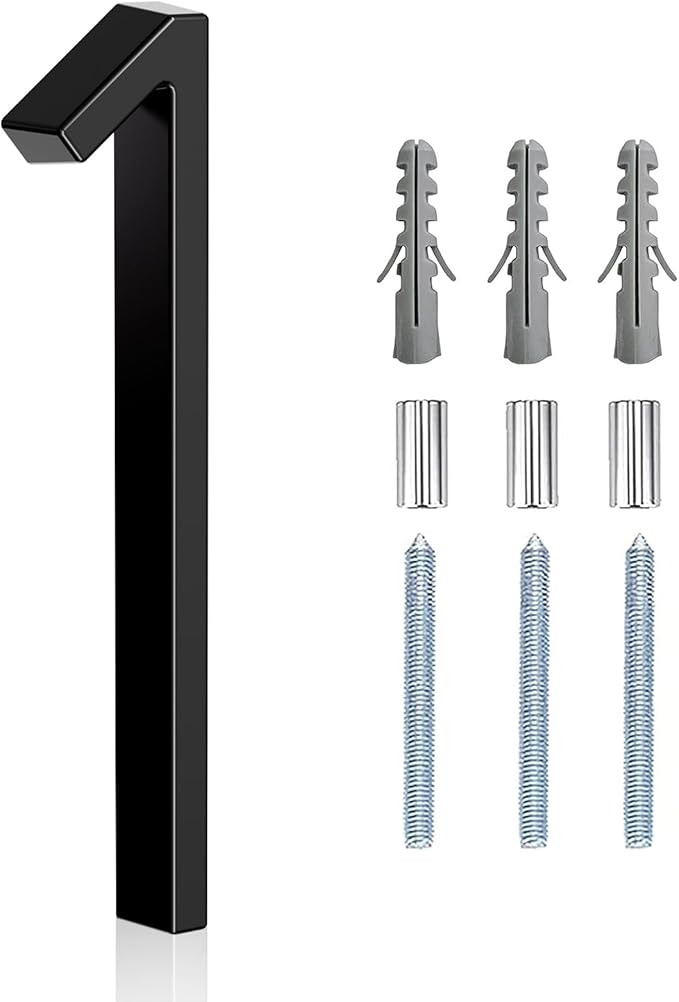 5" Floating Stainless Steel Address House Number, Modern Metal Anti-Rust House Numbers with Nail Kits for Door Garden Mailbox Decor Visibility Signage (1)