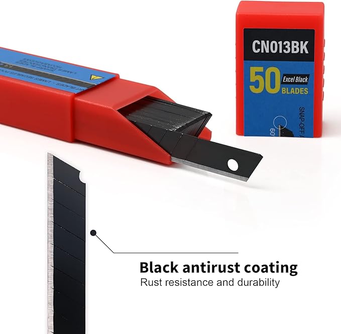 Gomake 9mm Utility Knife Replacement Blades, 60 Degree Snap Off Carbon Steel Blades for Retractable Cutting Knives, Hobby, Craft Knife, Box Cutter 100PCS-Black