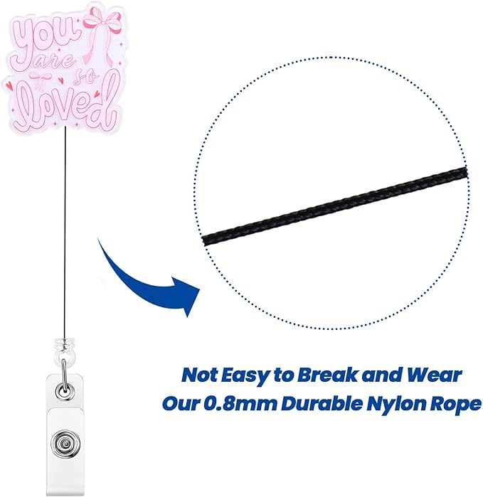 You are So Loved Cute Bow Nurse Badge Reel, Retractable ID Card Badge Holders, Work Badge Clip for Pediatric OBGYN ICU RN CNA LPN Social Workers Therapists Counselors Psychiatry Chaplains Oncology