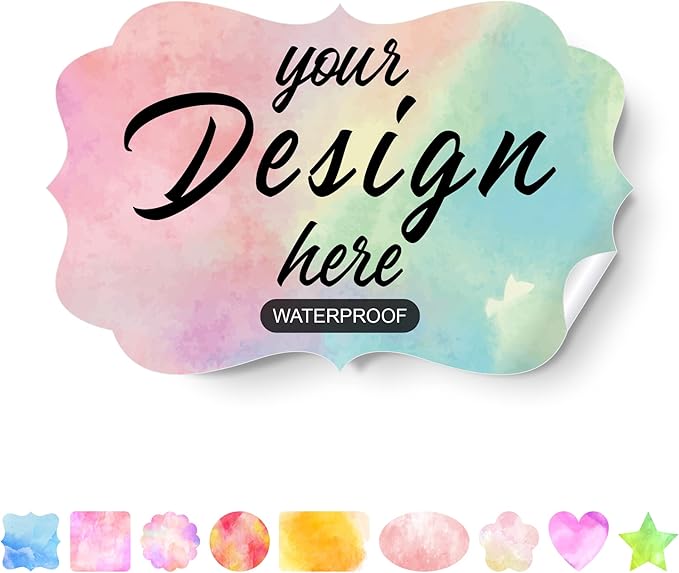 Custom Stickers Personalized Labels - Customized Stickers with Any Design Image Logo Text,Custom Stickers for Business Logo,Custom Thank You Label Stickers,100 Labels (Fancy Frame,5"x3")