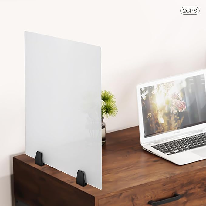 2 Pack Clamp-on Desk Privacy Panels, Frosted Acrylic Desk Dividers for Office School Call Center Reception Area, Noise and Visual Distractions Reducing Table Divider- 24" x 18"