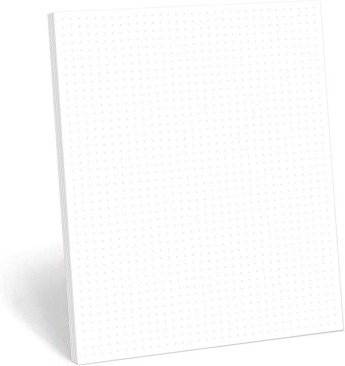 321Done Dot Grid Notepad – Dotted Graph Paper, Letter Size Large (8.5x11) – Made in USA – 50 Sheets Dotted for Bullet Planning Journaling Thick Paper 1/4 (0.25) Dots Notes Writing White