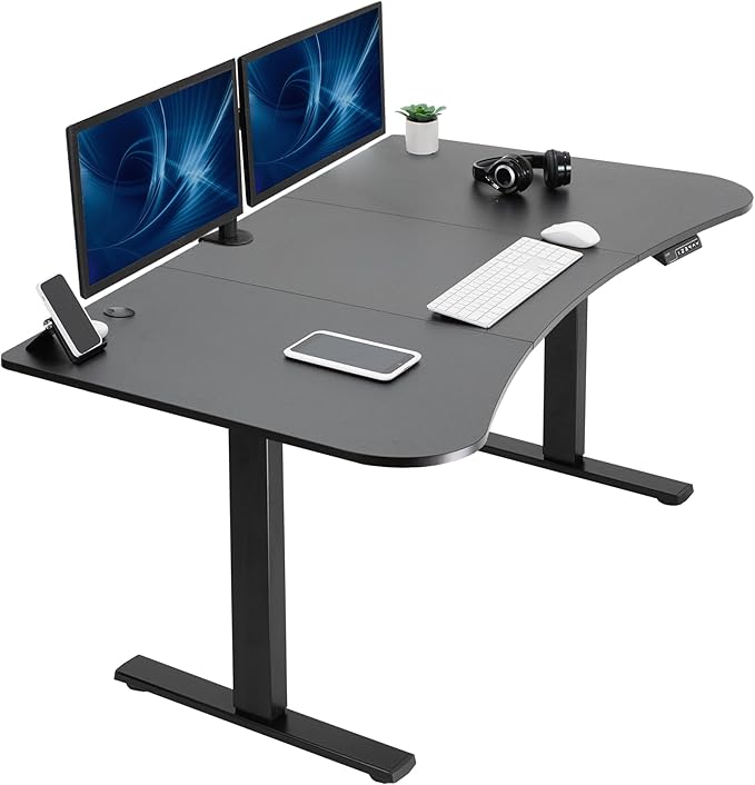 VIVO Electric 63 x 32 in Standing Desk, Memory Height Adjustment, 1B Series, Holds 220 lbs, Black Top Black Frame, DESK-KIT-1B1B