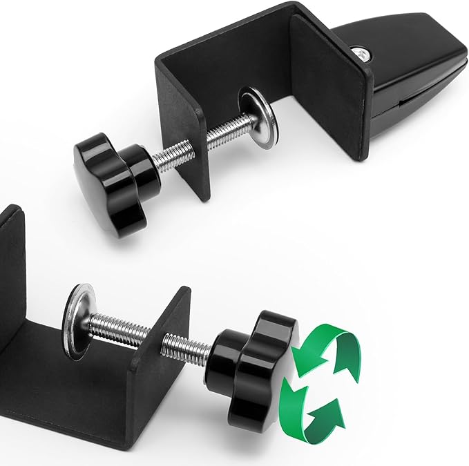 6-Pack Sneeze Guard Clamps for 1/8" to 1" Thick Panels, Adjustable Desk Partition Clips, Desk Privacy Panel Clips for Office and Home Use, Black