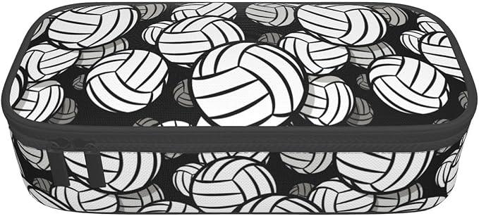 HKHEHOP Volleyball Ball Pattern Pencil Case Big Capacity Storage Pencil Pouch Stationery Bags With Zipper Portable Pen Holder Box Organizer For Boys Girls Teens Student College School Office Supplies