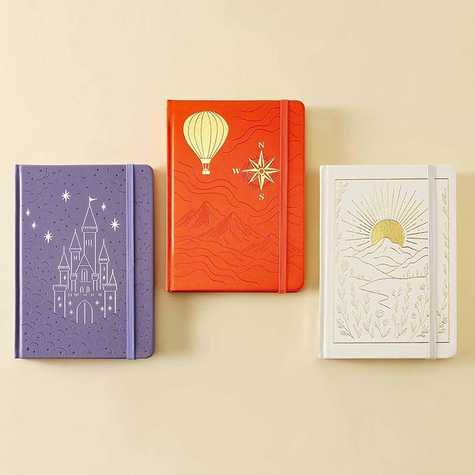 Crein Lynh Dot Grid Journal with 160GSM Thick Paper, 192 Pages, A5 Dotted Notebook for Work, School, Travel | 180° Lay Flat, Foil Stamped Cover, Elastic Band, 2 Bookmarks & Inner Pocket (White)