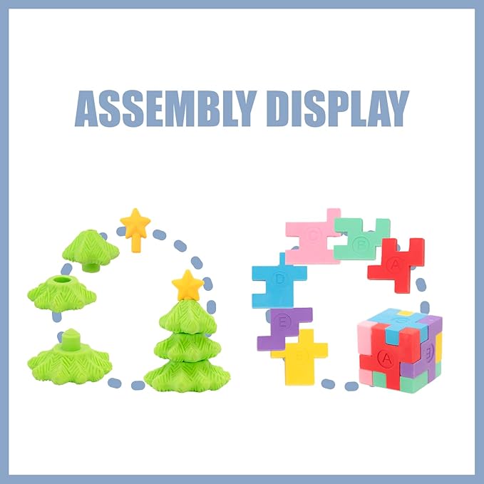 CLOCK KING 156pcs 3D Cute Kids Erasers, Random Desktop Pet Toys Gifts, Classroom Rewards Kids Party Gifts, Various Styles Such as Animals, Food, Plants, Space, Princess, Sports, Halloween, Christmas