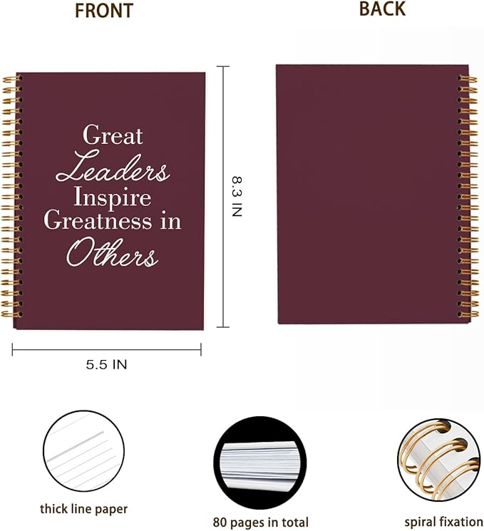 OXW Burgundy Notebooks for Work, Employee Appreciation Gifts, Leadership Gifts Notebook Journal for Writing Meeting Office, Thank You Gifts for Women Men Leader Mentor Boss Manager, 5.5"x8.3"