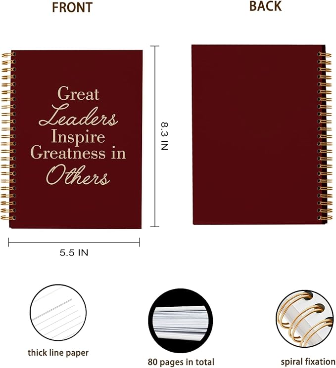 OXW Red Meeting Notebooks for Work, Leadership Gifts Office Work Notebook Journal for Writing Note Taking, Thank You Gifts for Women Men Leader Boss Mentor Principal Manager, 5.5"x8.3"