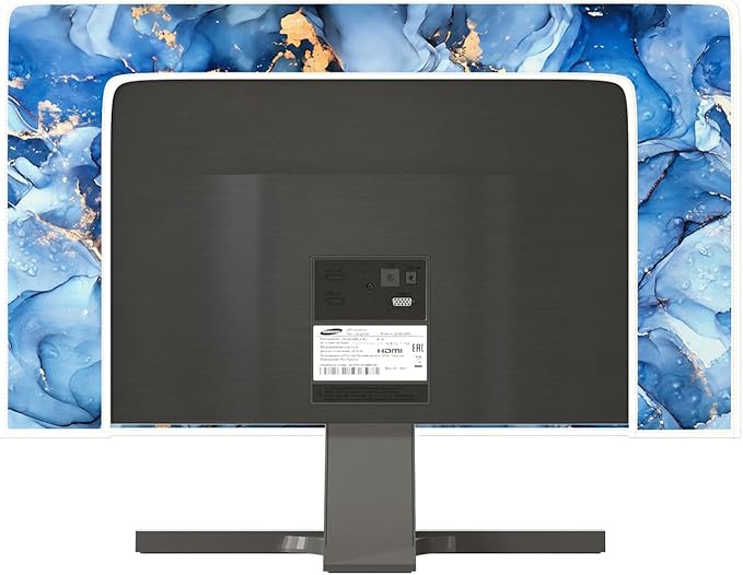 Baocicco Navy Blue Gold Marble Computer Monitor Dust Cover Creative Texture Grain Computer Screen Cover Panel Case Computer Screen Protective LCD/LED/HD 22, 23, 24, 25 Inch Modern HD Monitor Decors