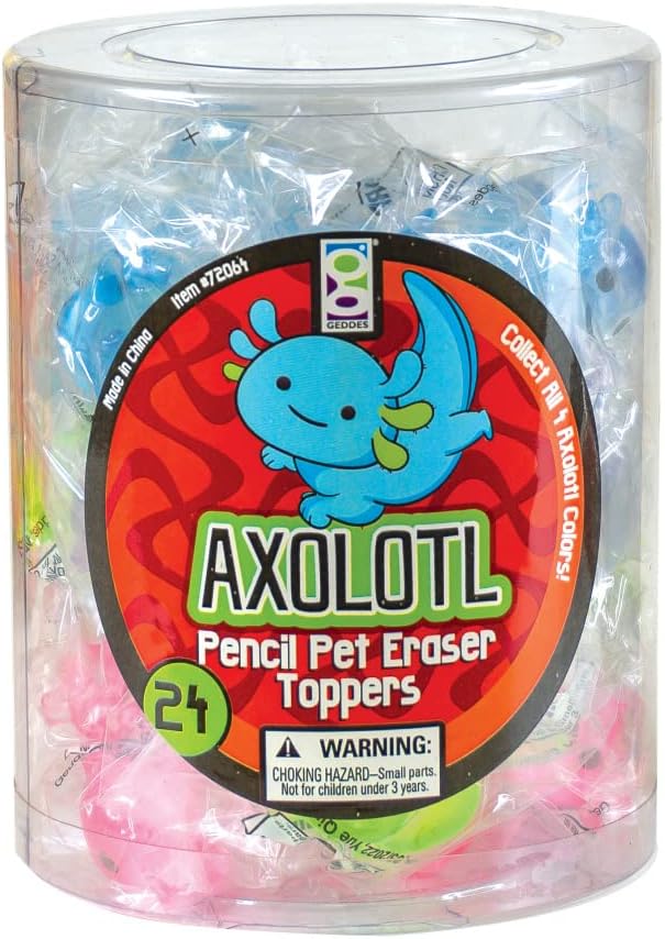 Raymond Geddes Axolotl Pencil Top Erasers (Pack of 24)