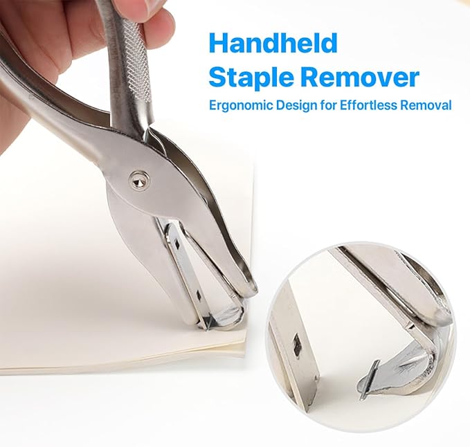 Heavy-Duty Stainless Steel Staple Remover - Long-Lasting, Easy Grip, and Smooth Removal for School Office Home Use