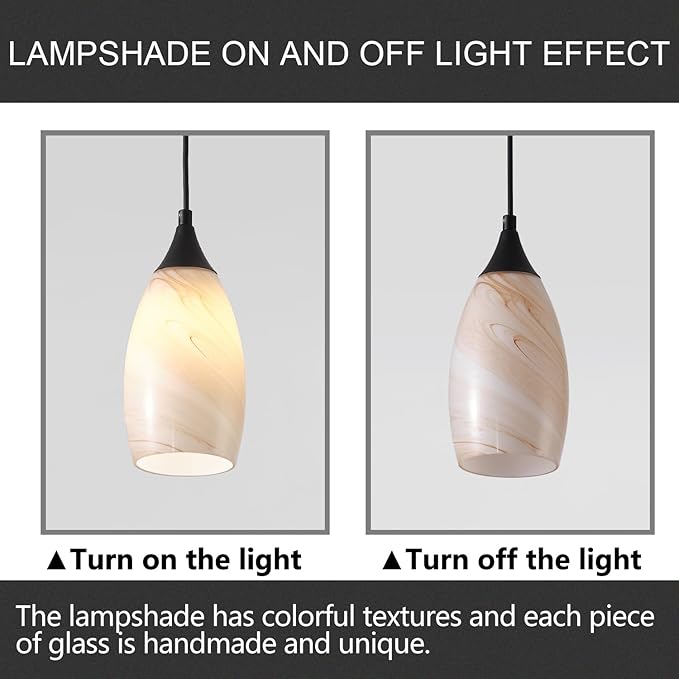 Fixture Replacement Globe Shade,Lampshade for E26 Base 1-5/8 Inch Fitter, Color Art Glass Oval Lampshade Cover for Pendant Kitchen Wall Sconce Chandelier Vanity Light (1, Brown and White)