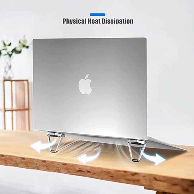 MIYKUISH Portable Invisible Laptop Stand - 2PCS Zinc Alloy Mini Stand, Heat Dissipation Pad, Lifter for 12-20 inch Laptops