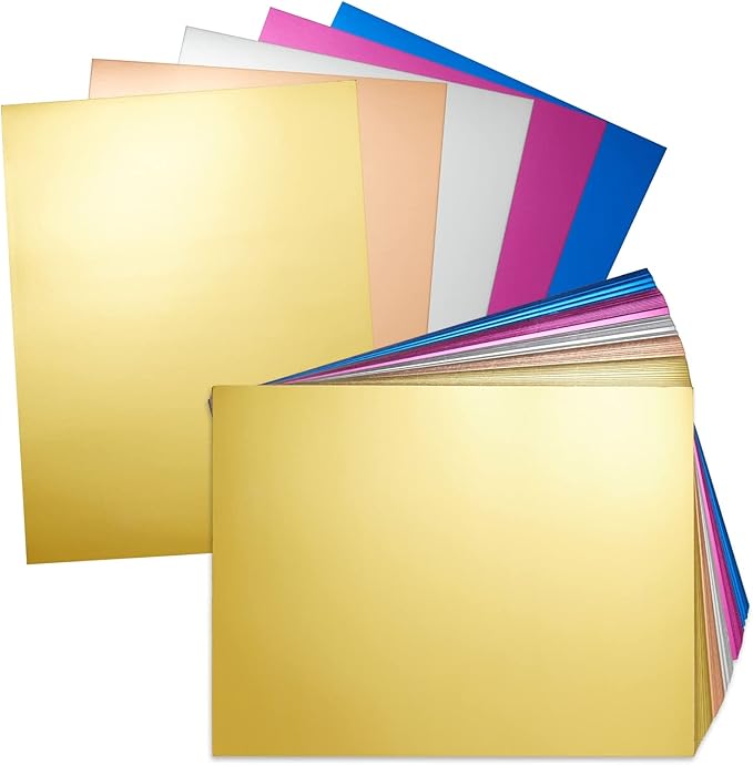 Bright Creations Metallic Cardstock Sheets - Foil Card Stock, Craft Paper for DIY Projects - Assorted Metallic Cardstock for Scrapbook Supplies - Multicolor, 250 GSM, 8.5x11 In, 100 Count