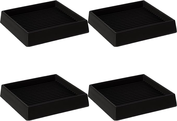 VOCOMO 5X5 Rubber Caster Cups, Non Slip Furniture Pads, Anti-Slip Gripper, Anti Skid Furniture Feet, Anti Slide Floor Protector for Bed Couch Stoppers - 4 Pack Black