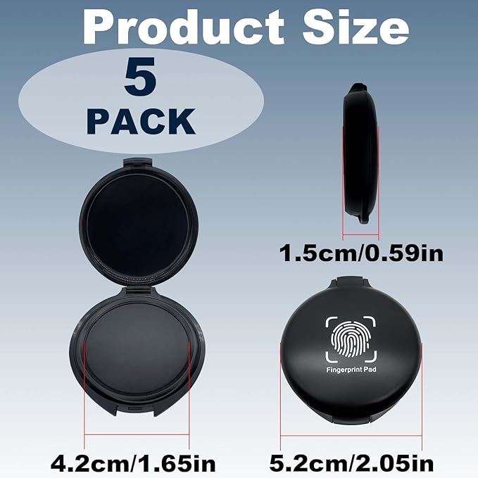 Fingerprint Ink Pad 5 Pack Thumbprint Ink Pad for Fingerprint Cards Notary Supplies Black Finger Print Kit for Identification Security ID Law Enforcement Fingerprint Office Home Use Stamp pad