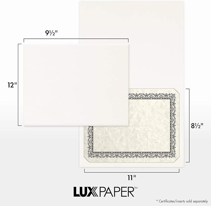 LUXPaper 9.5" x 12" Certificate Holders | White Linen | 100lb. Cover | 250 Qty