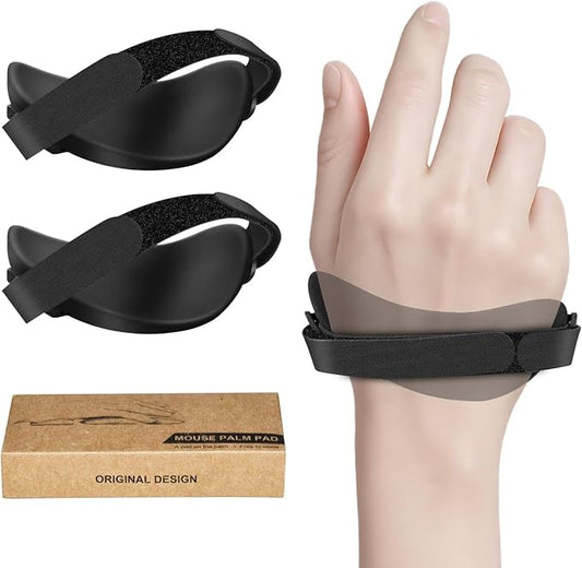 JIKIOU Advanced Ergonomic Right-Handed Gaming Wrist Rest for Mouse 2 Pack, Carpal Tunnel Support, Pain Relief, Anti-Fatigue, Easy Glide, Office Computer Laptop Gaming Black