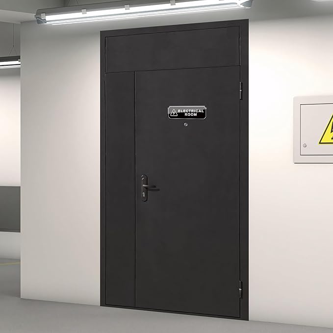 Electrical Room Door Sign for Business，Self-Adhesive Durable Modern Electrical Closet Room Sticker for Home, UV and Weather Resistant Authorized Personnel Only Signs for Business ，Workplace