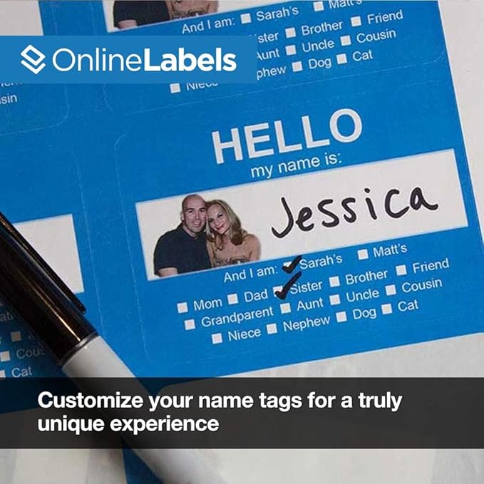 OnlineLabels 2-1/3" x 3-3/8" Printable Name Tags – Permanent Adhesive, White Matte – for Conference, Event, & Visitor Name Badges – for Inkjet & Laser Printers –Pack of 800 Labels, 100 Sheets OL5030WX