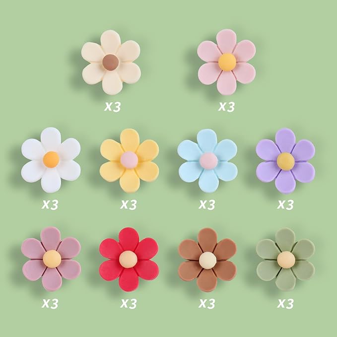 30pcs Flower Push Pins - Decorative Thumb Tacks for Cork Board, Photo Wall, Feature Wall, Map, Bulletin Board, Office or Home