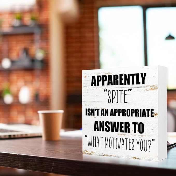 Office Wooden Box Sign Spite Isn't An Appropriate Answer 5x5x1 INCH Sign, Emotional Intelligence Decor, Workplace Harmony Wall Art