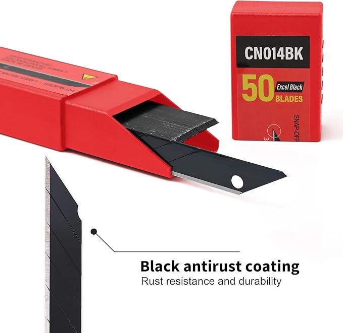 Gomake 9mm Utility Knife Replacement Blades,30 Degree Snap Off Carbon Steel Blades for Retractable Cutting Knives, Hobby, Craft Knife, Box Cutter 100PCS-Black