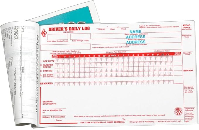 Driver Daily Log Book 10-pk. with Detailed Driver Vehicle Inspection Report & Simplified Recap - Book Format with 31 Sets, 2-Ply with Carbon, 8.5" x 5.5", J. J. Keller & Associates, Inc.