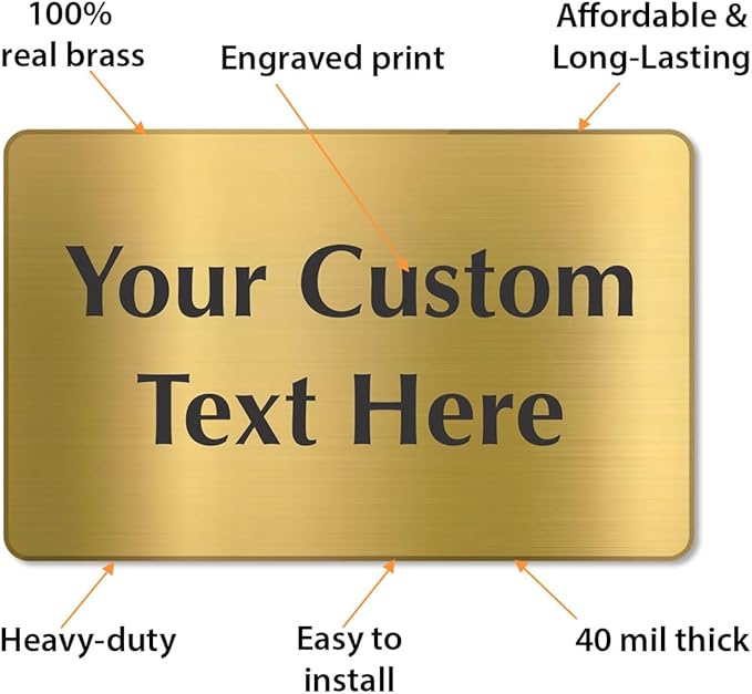 SmartSign Custom Brass Sign - 5" x 8", 40 mil REAL Bugle Brass Metal, Personalized Name Door Sign, Heavy-Duty Premium Engraved Door/Wall Mount Plaque for Business/Office, Gold and Black
