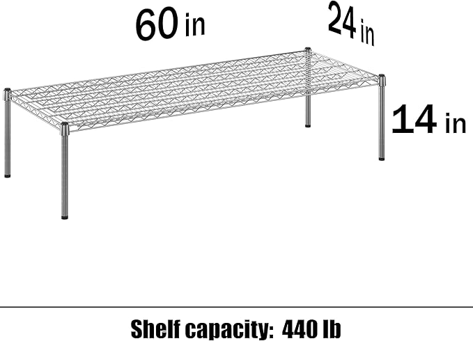 Regal Altair 24" Deep x 60" Wide x 14" Height Wire Shelving Kit | 1-Tier | NSF Commercial Storage Rack Unit