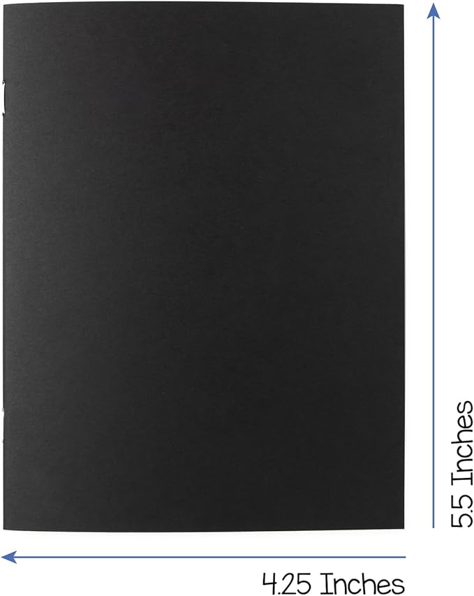 Hygloss Blank Books - Bulk 10 Pack – 4.25" x 5.5" A6 Black Paperback Blank Books for Kids to Write Stories, Doodle, Arts & Crafts – Plain Drawing Sketchbook, Unlined Journal, Notebook Without Lines