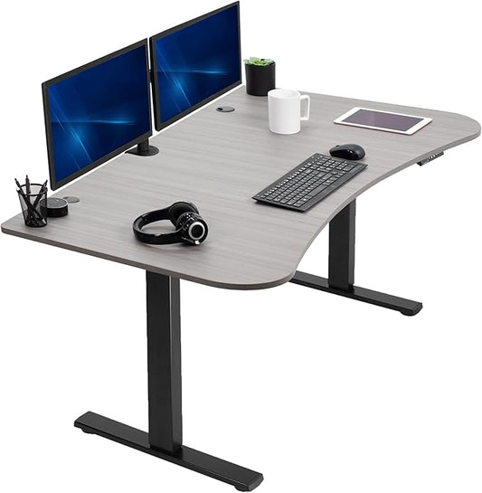 VIVO Electric 63 x 32 in Standing Desk, Memory Height Adjustment, 1B Series, Holds 220 lbs, Dark Gray Top Black Frame, DESK-KIT-1B1G