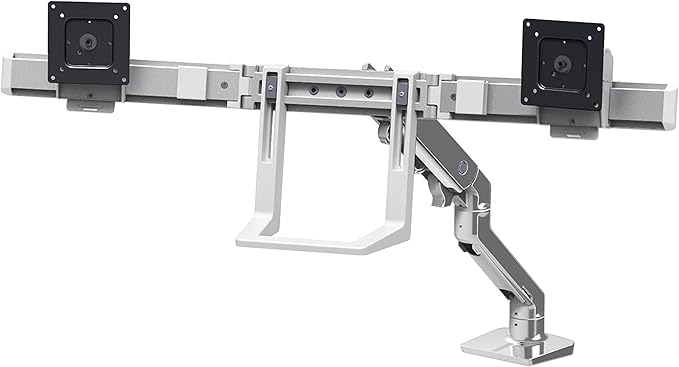 Ergotron – HX Dual Monitor Arm, VESA Desk Mount – for 2 Monitors Up to 32 Inches, 5 to 17.5 lbs Each – Polished Aluminum