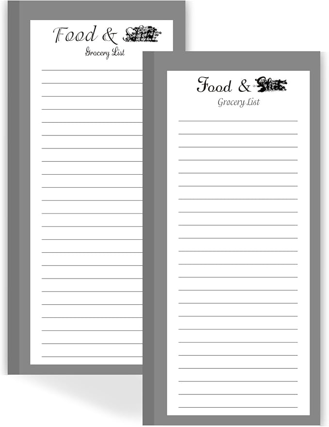 Utron 2 Pack Magnetic Notepads for Refrigerator, 100 Pages/Book Grocery List Magnet Pad for Fridge, Design Magnetic Grocery List Pad for Fridge, Grocery List Notepad, to-Do Memos, List(8 x 20.3cm)