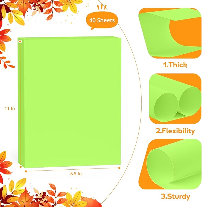 Green Cardstock 8.5 x 11, Colored Card Stock, 40 Sheets Light Green Paper, Cardstock Paper for Invitations, Art, Drawing, Menu, DIY Card, Tag, Cards Making, Craft, Certificate, School, Office Printing