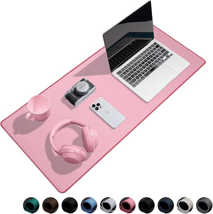 Reniteco Waterproof Large Gaming Mouse Pad with Durable Stitched Edges, Non-Slip Rubber Base, Grainy Jacquard Mouse Mat Desk Pad for Home Office Gaming, 27.6"x11.8"x0.12", Pink