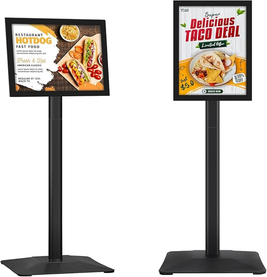 STANDNEE Heavy-duty 8.5x11 in Sign Stand Holder Floor Stand Sign, Poster Display Standing Signs with PVC Magnetic Frame & Heavy-duty pedestal, Black