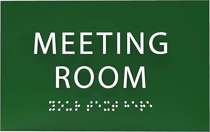 ADA CENTRAL SIGNS - 6" X4" Meeting Room Sign - ADA Compliant Tactile Graphics Grade 2 Braille Text Acrylic Wall Sign | Privacy, Interview, Room Name Sign for Schools, Hospitals, Offices, & Apartments