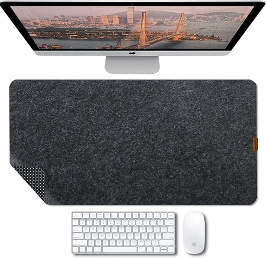 Bright Stone Felt Desk Mat,Non-Slip Mouse Pad, 35.4"x15.7" Office Supplies Desk Protector, Desk Accessories for Home and Office (Black)