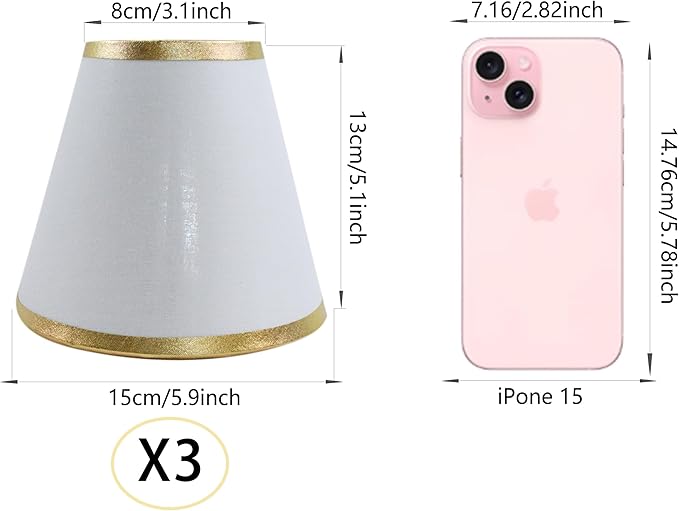 TAaMTYH small lamp shade chandelier shades set of 3，Fabric Lampshade for Wall Lamp，chandelier shades，small tadle lamps，For Cutting Edge bulbs, Clip-on Fitter Lampshade，3" X 6" X 5"