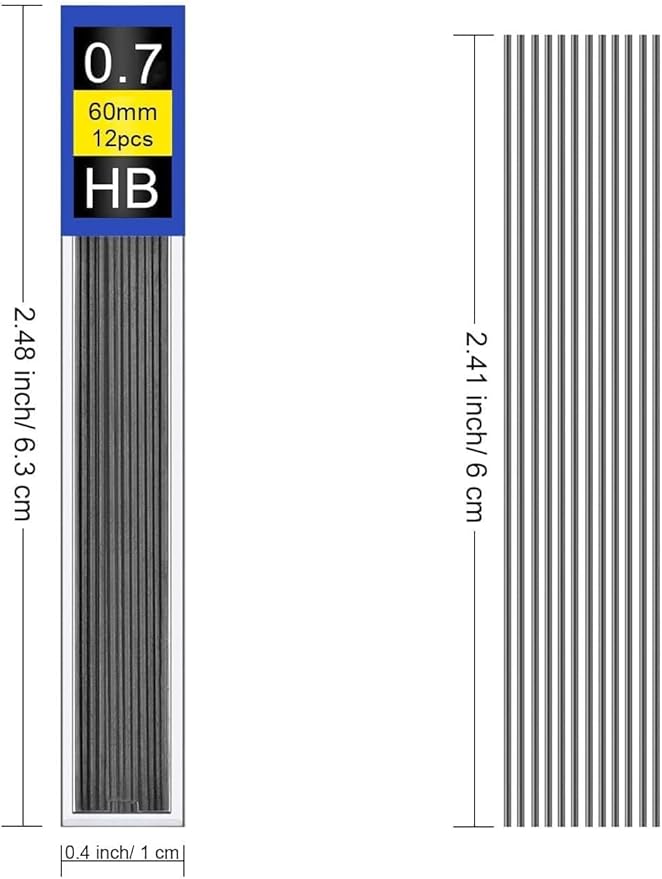 DreamAug 0.7mm HB Mechanical Pencil Lead Refills – 120 Pieces (10 Tubes x 12 Leads), Break-Resistant Polymer Graphite Refills for Mechanical Pencils, Smooth Writing School & Office Supplies