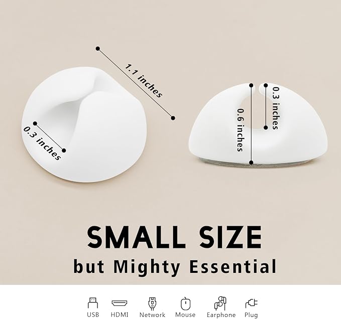 SmiLife Cable Clips, Cord Holder, Adhesive Cord Clips, Wire Holder for Cable Management, Phone Charger, Desk, Wall, Nightstand and Office, White 9 PCS