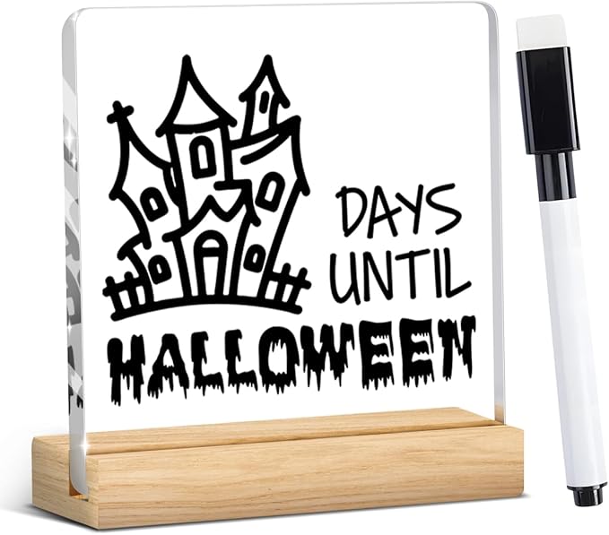 Halloween Countdown Acrylic Sign, Funny Halloween Countdown Advent Decorations for Home Office, Funny Spooky Season Holiday Gifts A 08