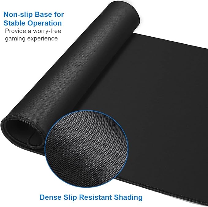 Large Extended Long Mousepad, 47.2x23.6 inch Large Gaming Non-Slip Mouse pad, Water Resist Computer Keyboard Mat Rubber Base Long Desk Pad for Work & Gaming, Office & Home, Black
