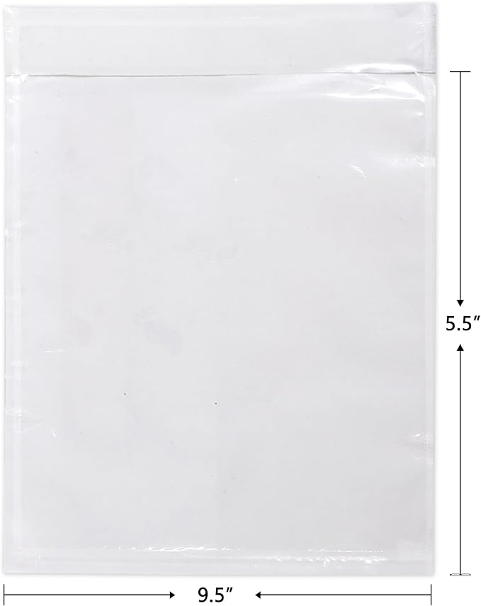 iMailer - 200 PCS 9.5"x12" Packing List Pouch- Clear Plastic Envelopes with Self-Adhesive Seal for Packing Slips and Invoices