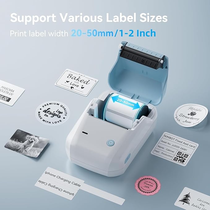 NIIMBOT B1 Label Maker with 3 Roll Tapes,2 Inch Portable Thermal Label Printer for Home Office School Small Business, Address, Clothing, Crafts, Retail,Support Smartphones & PC,Sky Blue