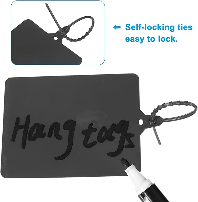 MECCANIXITY Plastic Seals Shipping Tags, for Basket Labels Cable Labels Tags Product Identification Tags, Logistics Marking, Outdoor Tagging, 3.1x3.9 Inch Black 100Packs