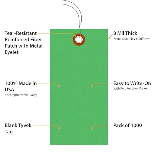 SmartSign Green Shipping Tags with Wire, Size #5, Pack of 1000 | 4 3/4" x 2 3/8"